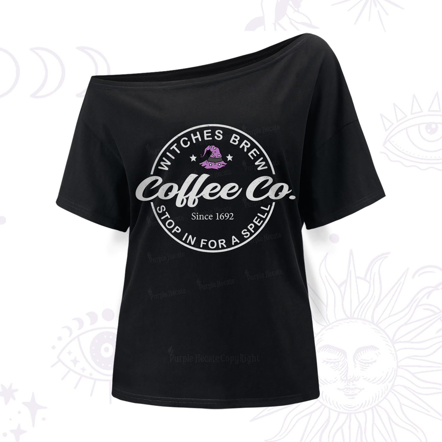 Purplehecate Witches Brew Coffee Co One Shoulder T-Shirt