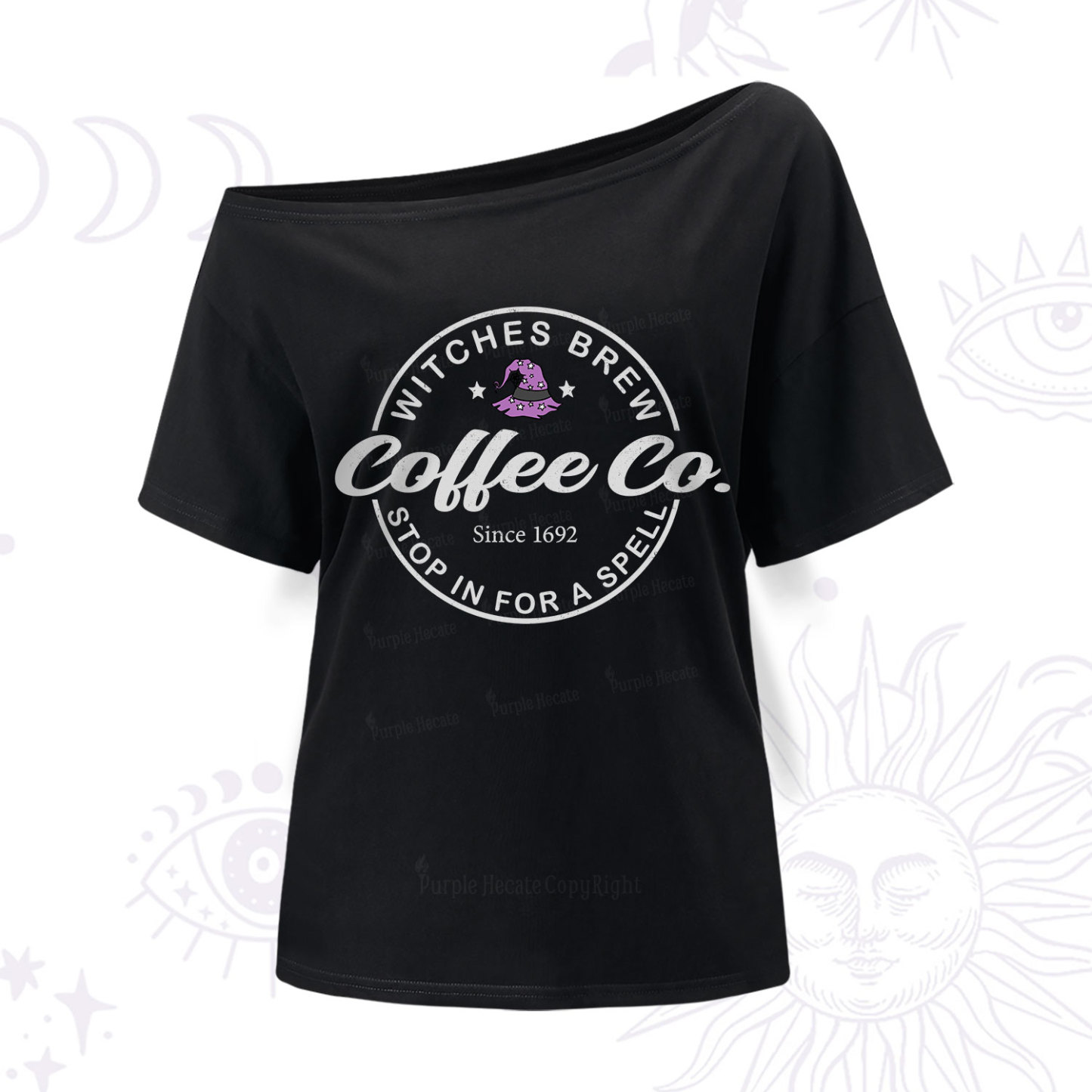 Purplehecate Witches Brew Coffee Co One Shoulder T-Shir