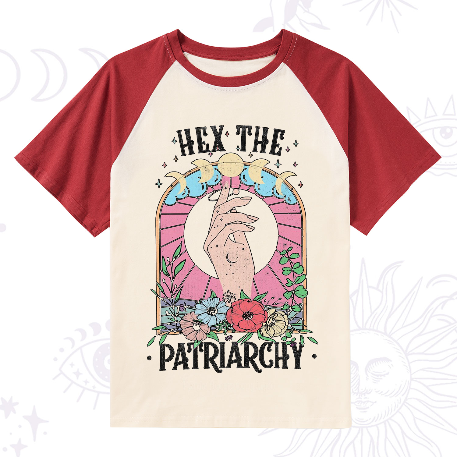 Purplehecate Hex The Patriarchy Raglan Short Sleeve T‑Shirt
