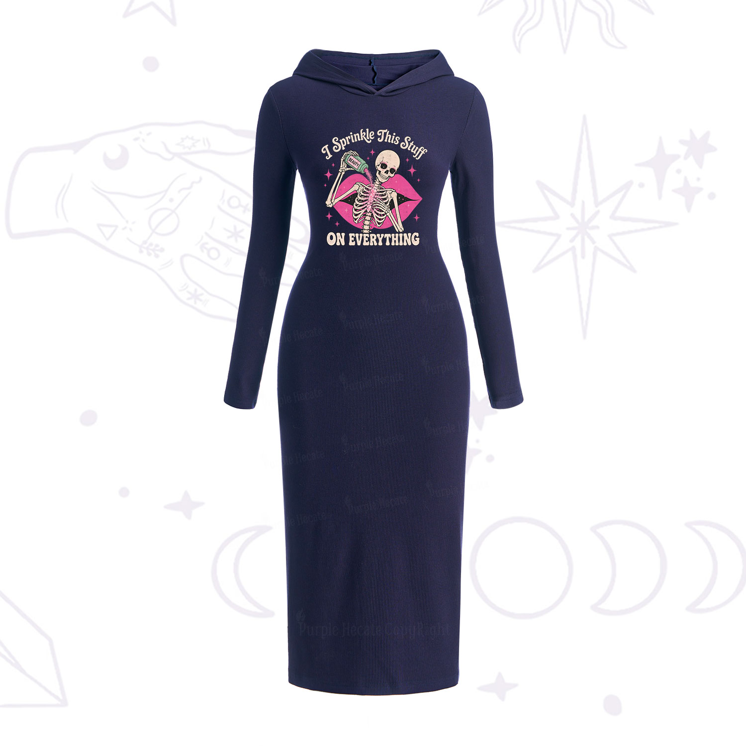 Purplehecate I Sprinkle This Stuff on Everything Beauty Skeleton Hooded Knit Dress