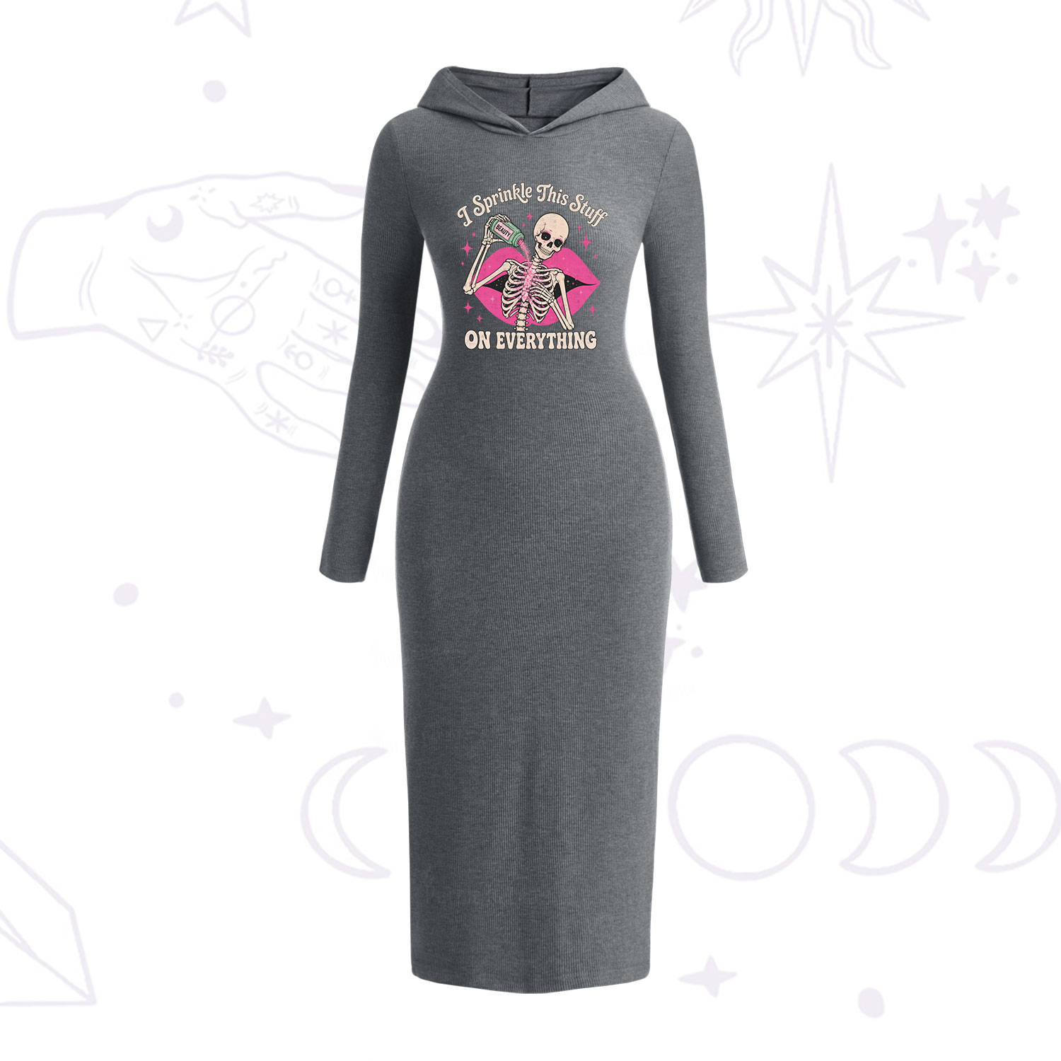 Purplehecate I Sprinkle This Stuff on Everything Beauty Skeleton Hooded Knit Dress