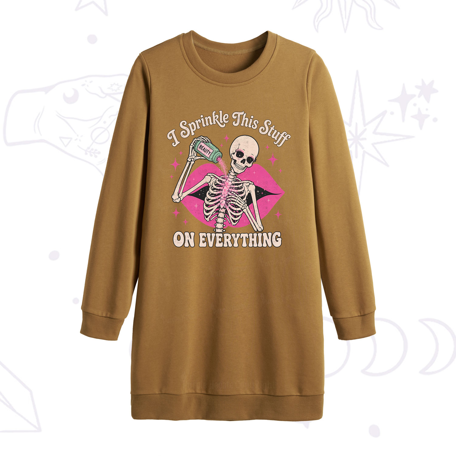 Purplehecate I Sprinkle This Stuff on Everything Beauty Skeleton Sweatshirt Dress