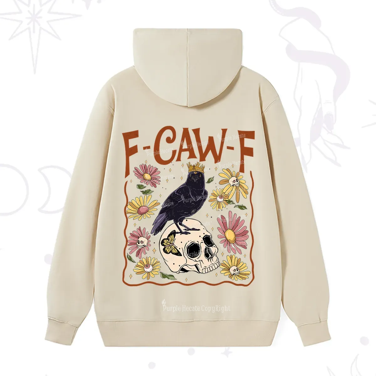 Purplehecate Funny F-Caw-F Crow Hoodie