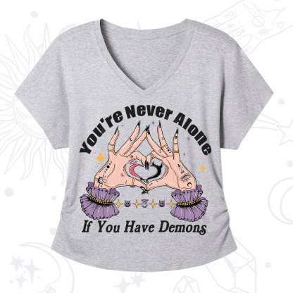 Purplehecate You're Never Alone If You Have Demons V-Neck T-Shirt