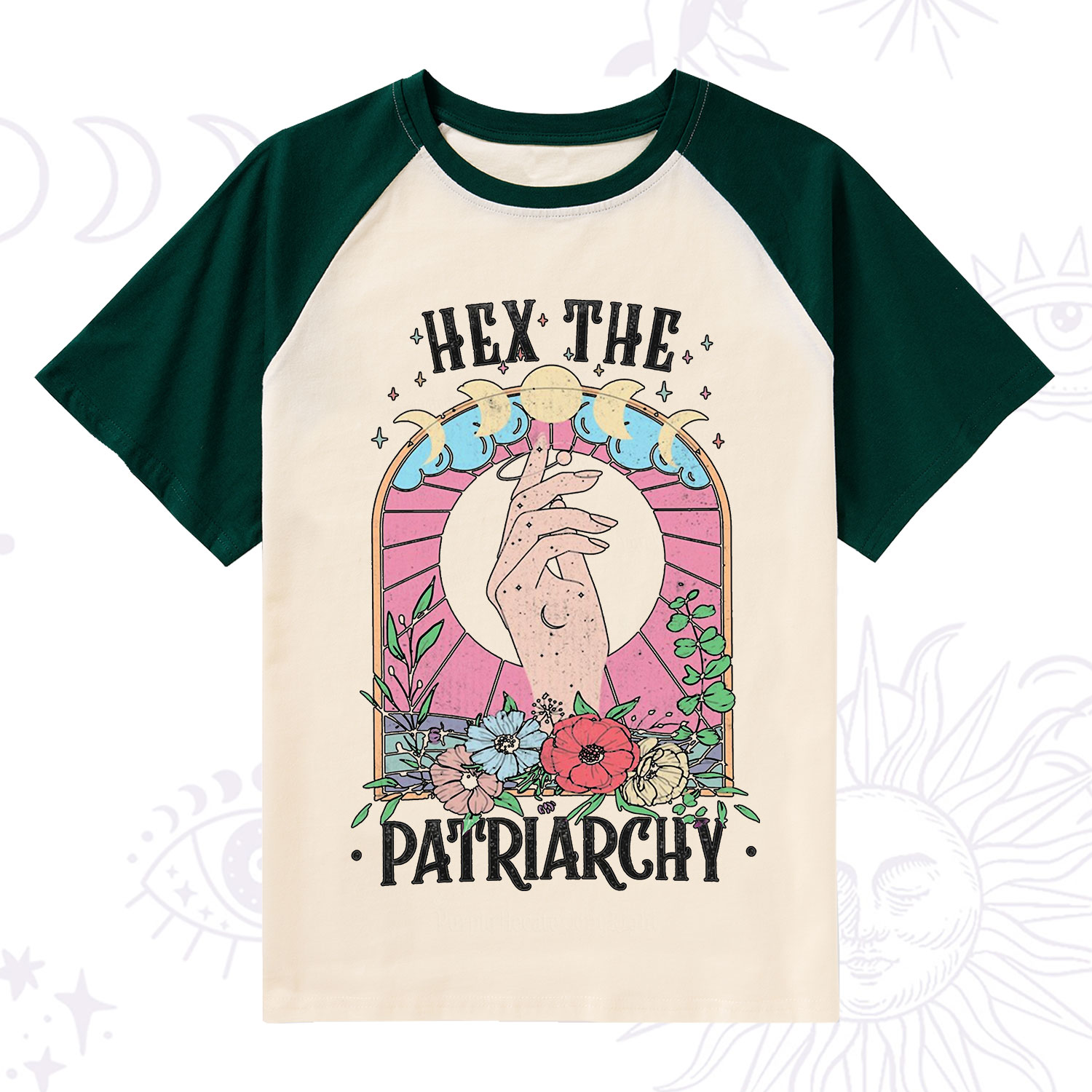 Purplehecate Hex The Patriarchy Raglan Short Sleeve T‑Shirt