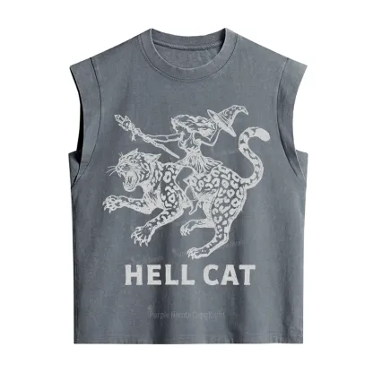 Purplehecate Hex Girl Hell Cat Vintage Washed Tank