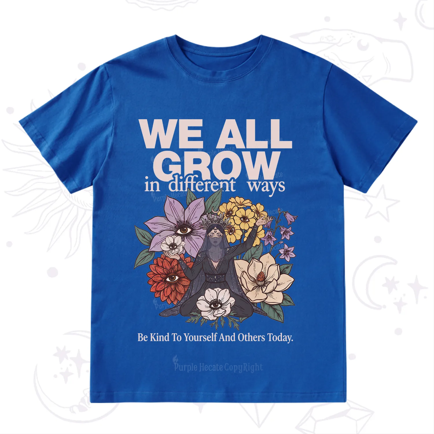 Purplehecate We All Grow Different Ways Floral T-Shirt