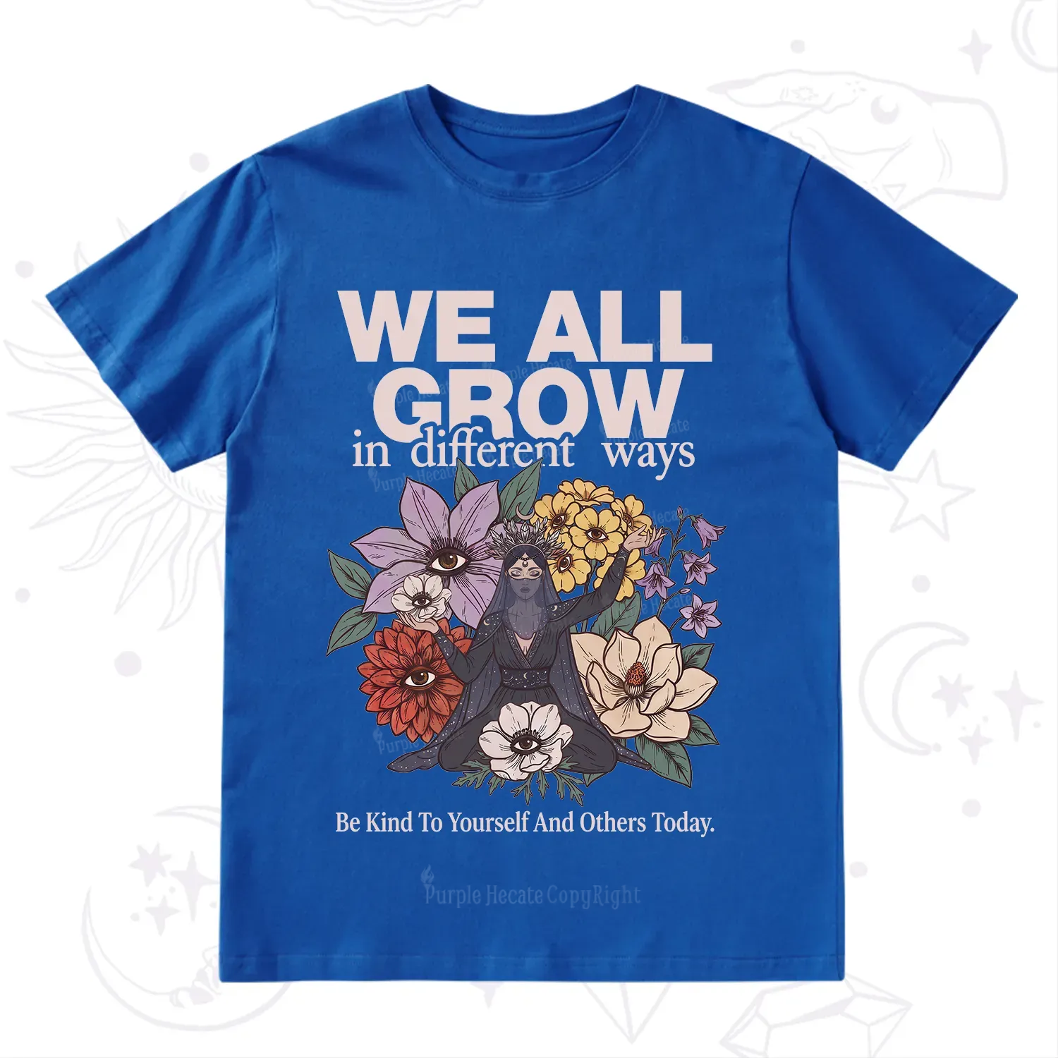 Purplehecate We All Grow Different Ways Floral T-Shirt