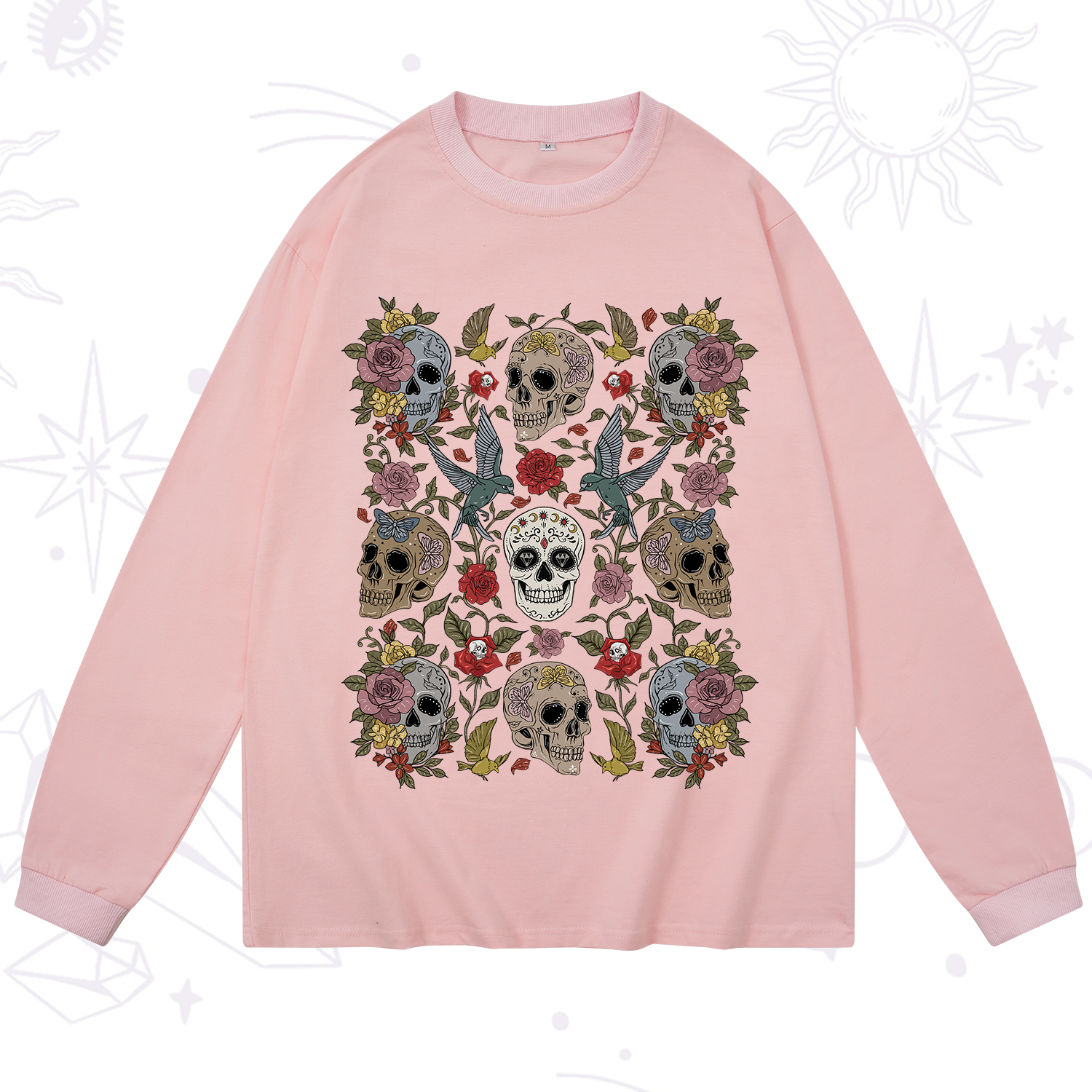 Purplehecate Skull Floral Long Sleeve T-Shirt