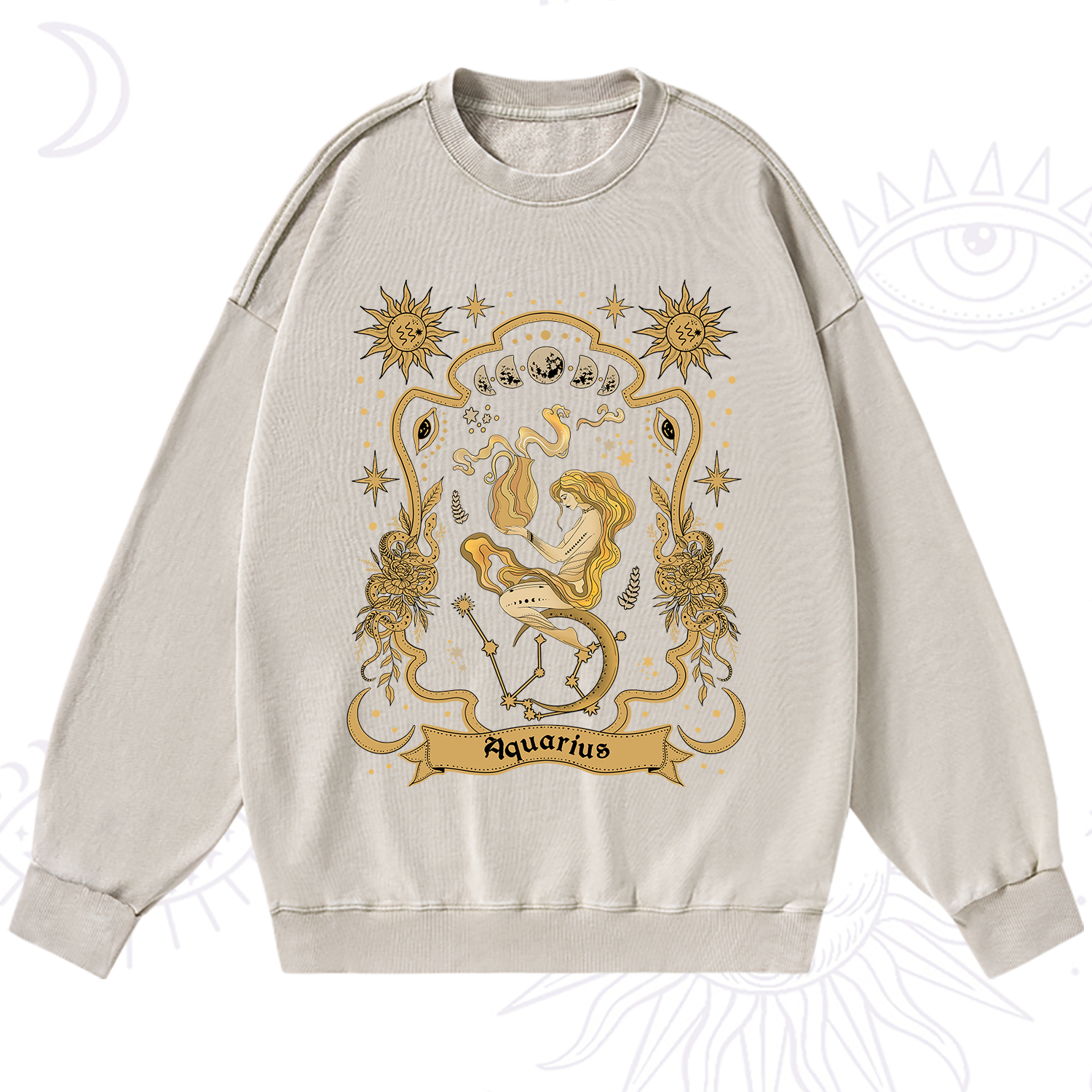 Purplehecate Aquarius' Astral Mirage Zodiac Washed Sweatshirt