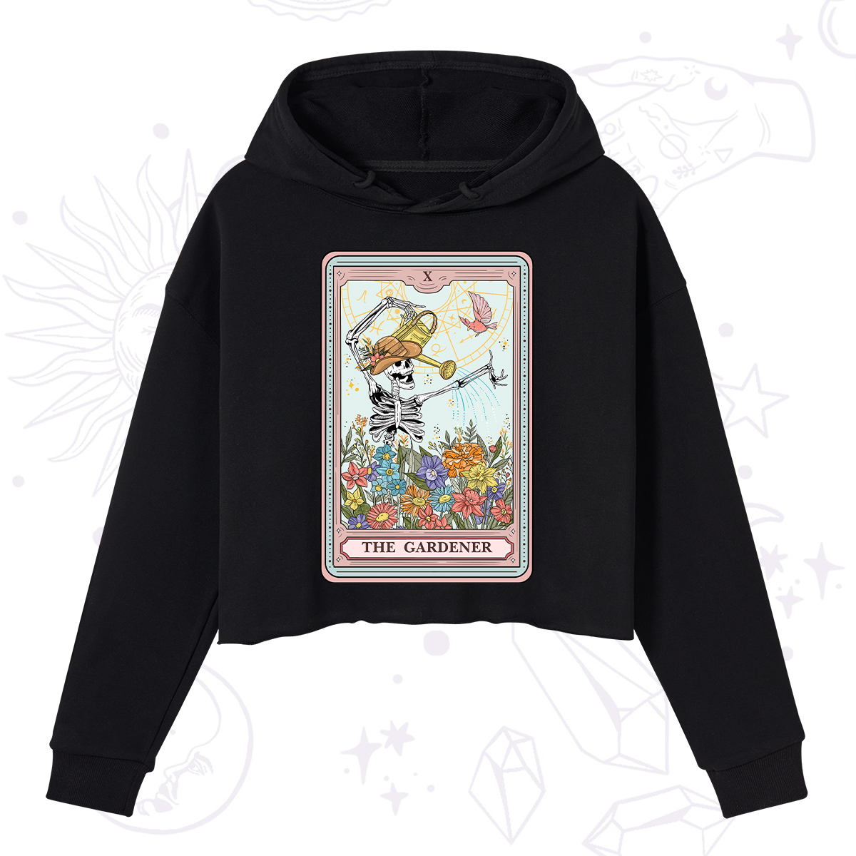 Purplehecate The Gardener Tarot Card Crop Hoodie