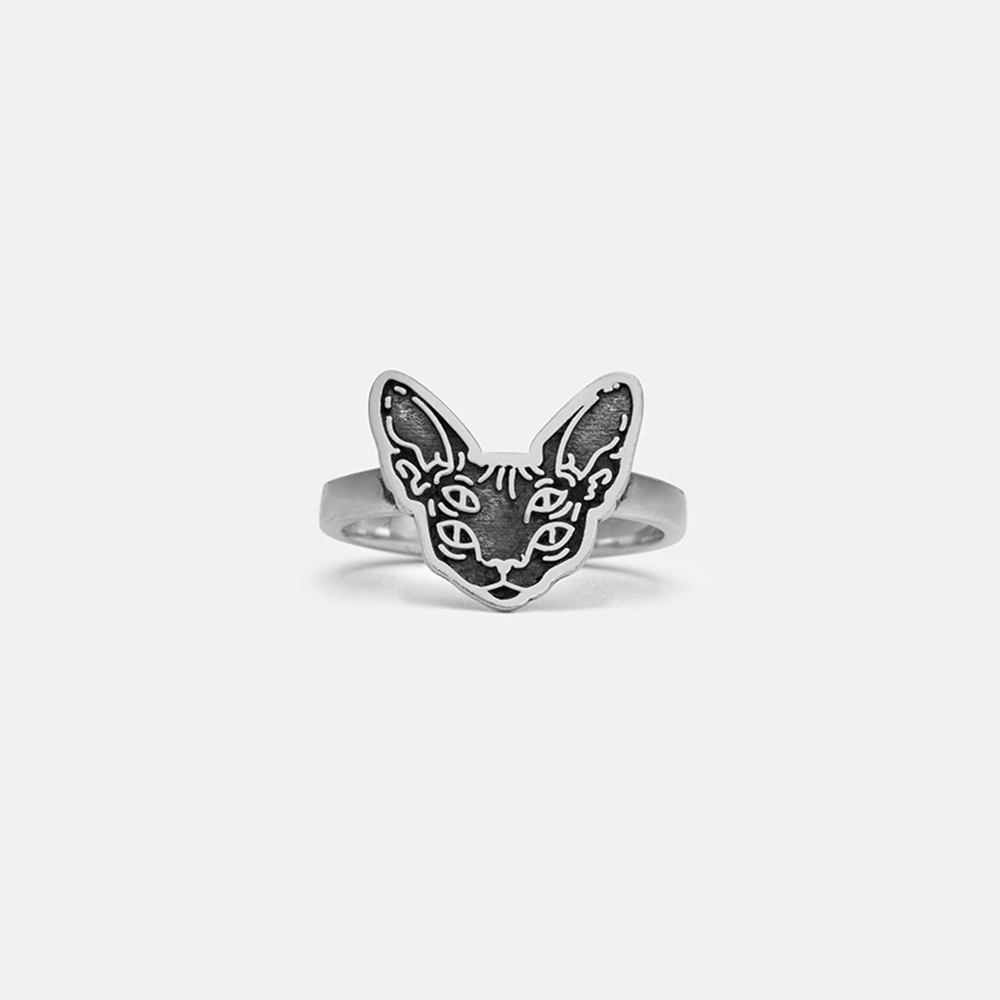 Purplehecate Mystical Cat Sterling Silver Ring