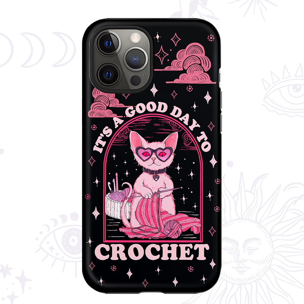Purplehecate It's A Good Day To Crochet Crop Phone Case