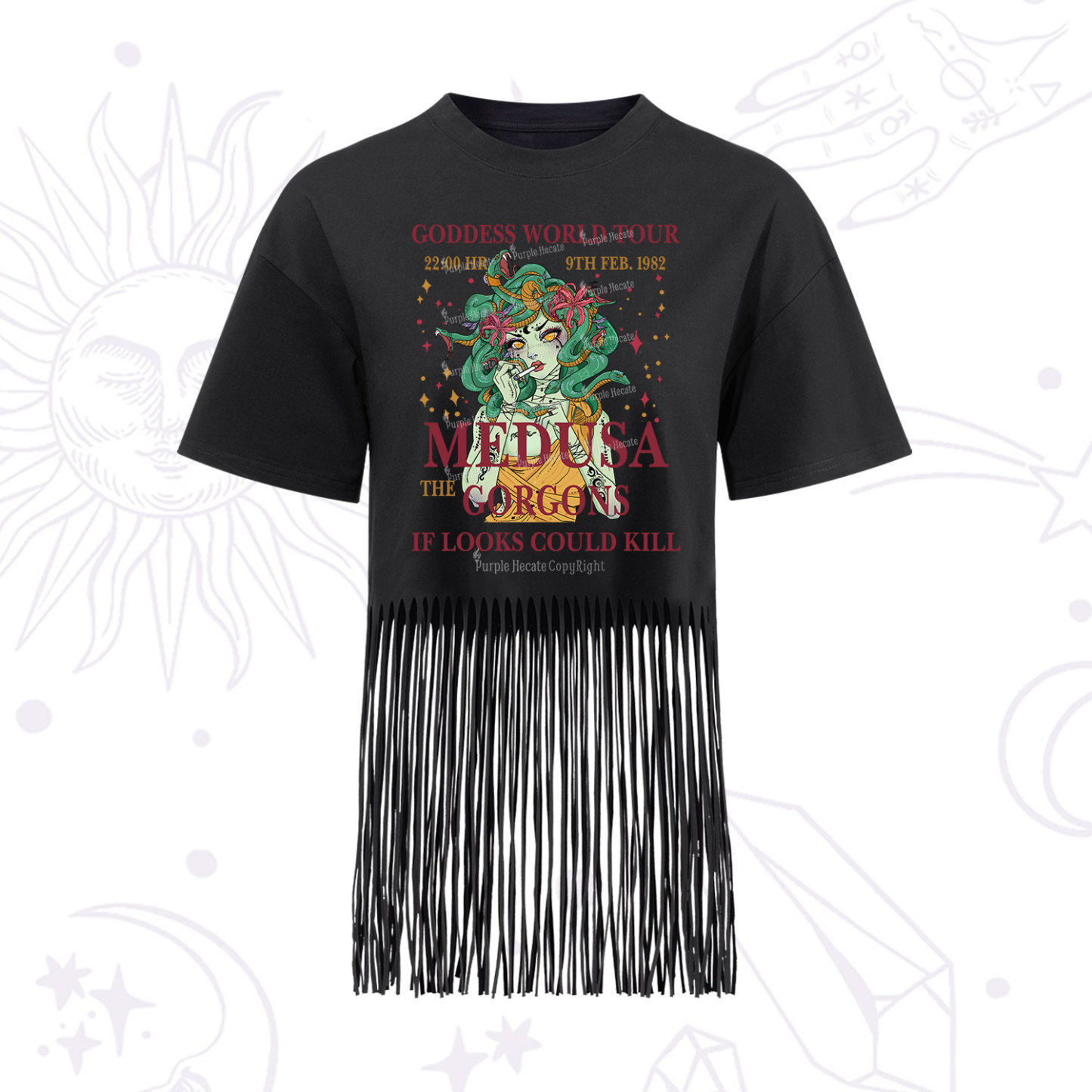 Purplehecate Medusa The Gorgons Fringe Hem T-Shirt