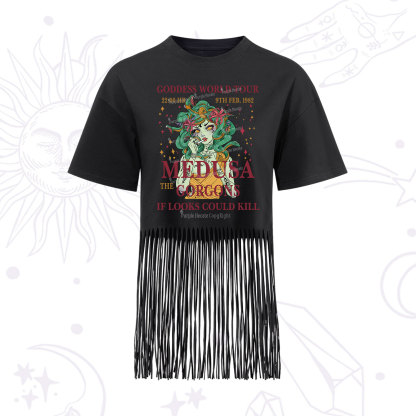 Purplehecate Medusa The Gorgons Fringe Hem T-Shirt