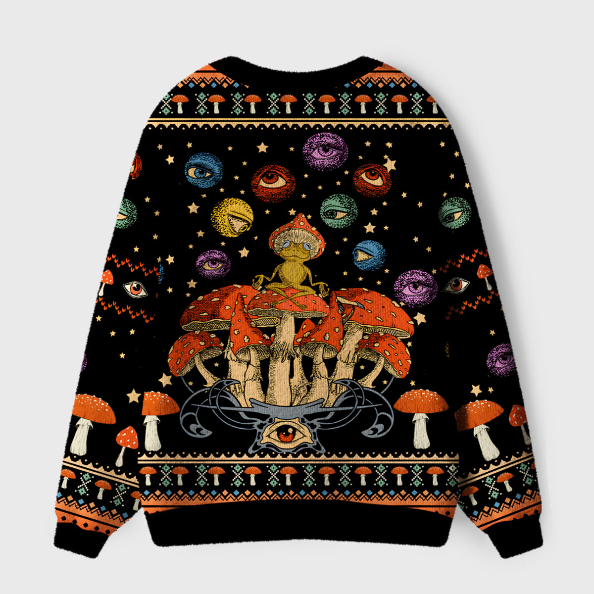 Purplehecate Mystical Mushroom Galaxy Ugly Cardigan Sweaters