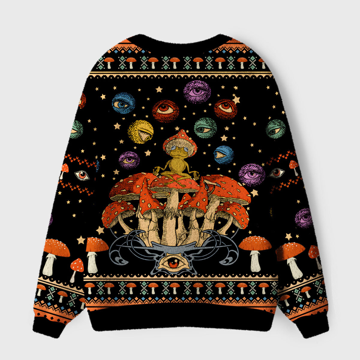 Purplehecate Mystical Mushroom Galaxy Ugly Cardigan Sweaters
