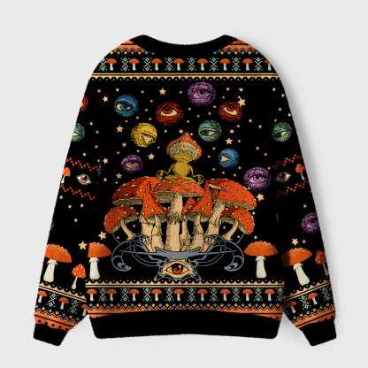 Purplehecate Mystical Mushroom Galaxy Ugly Cardigan Sweaters