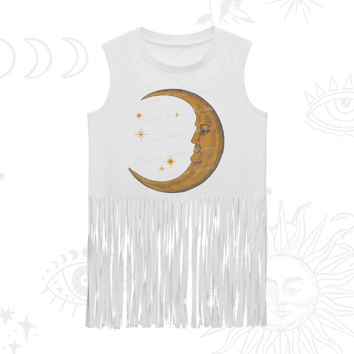 Purplehecate Celestial Moon Fringe Tank Top
