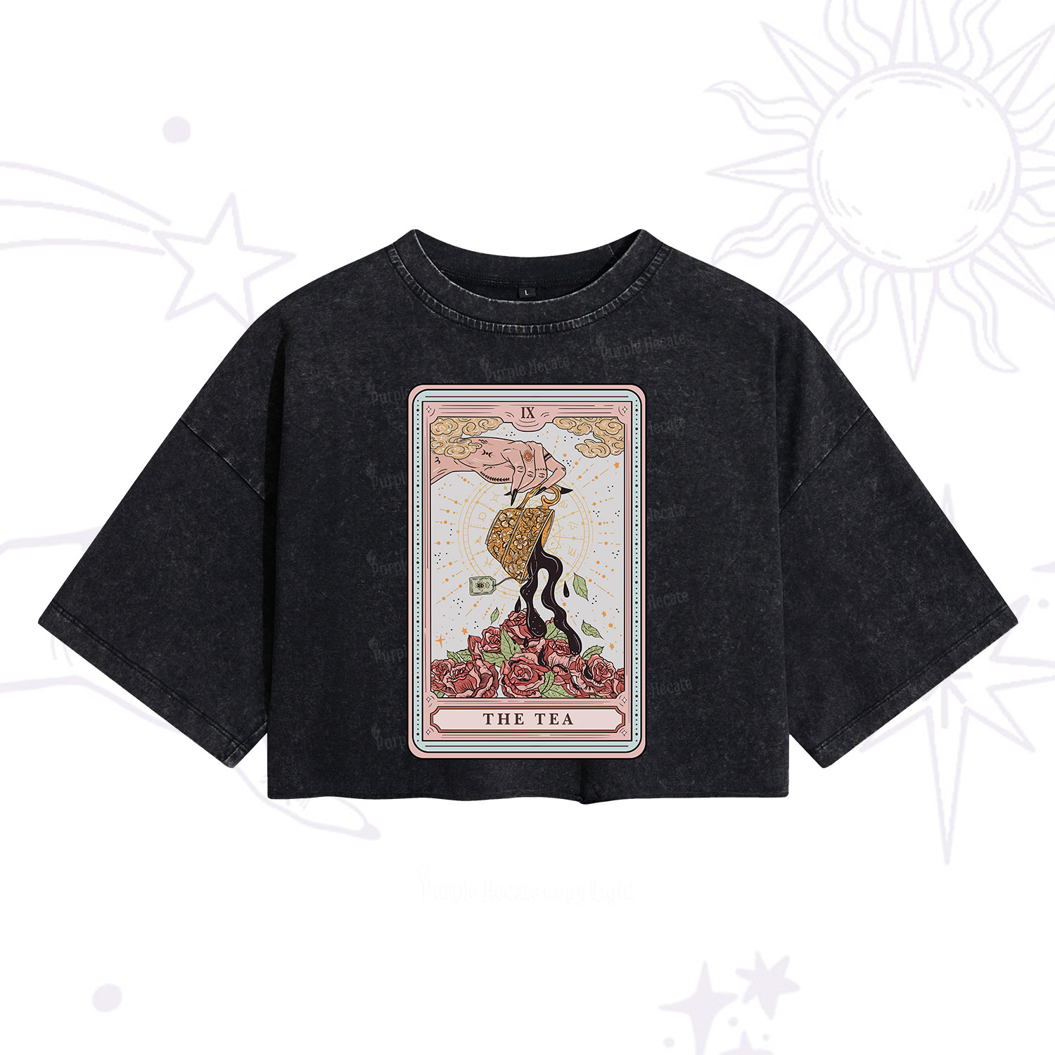 Purplehecate The Tea Food Tarot Washed Cropped T-Shirt