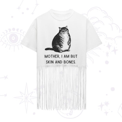 Purplehecate Cat Mother I Am But Skin And Bones Fringe Hem T-Shirt