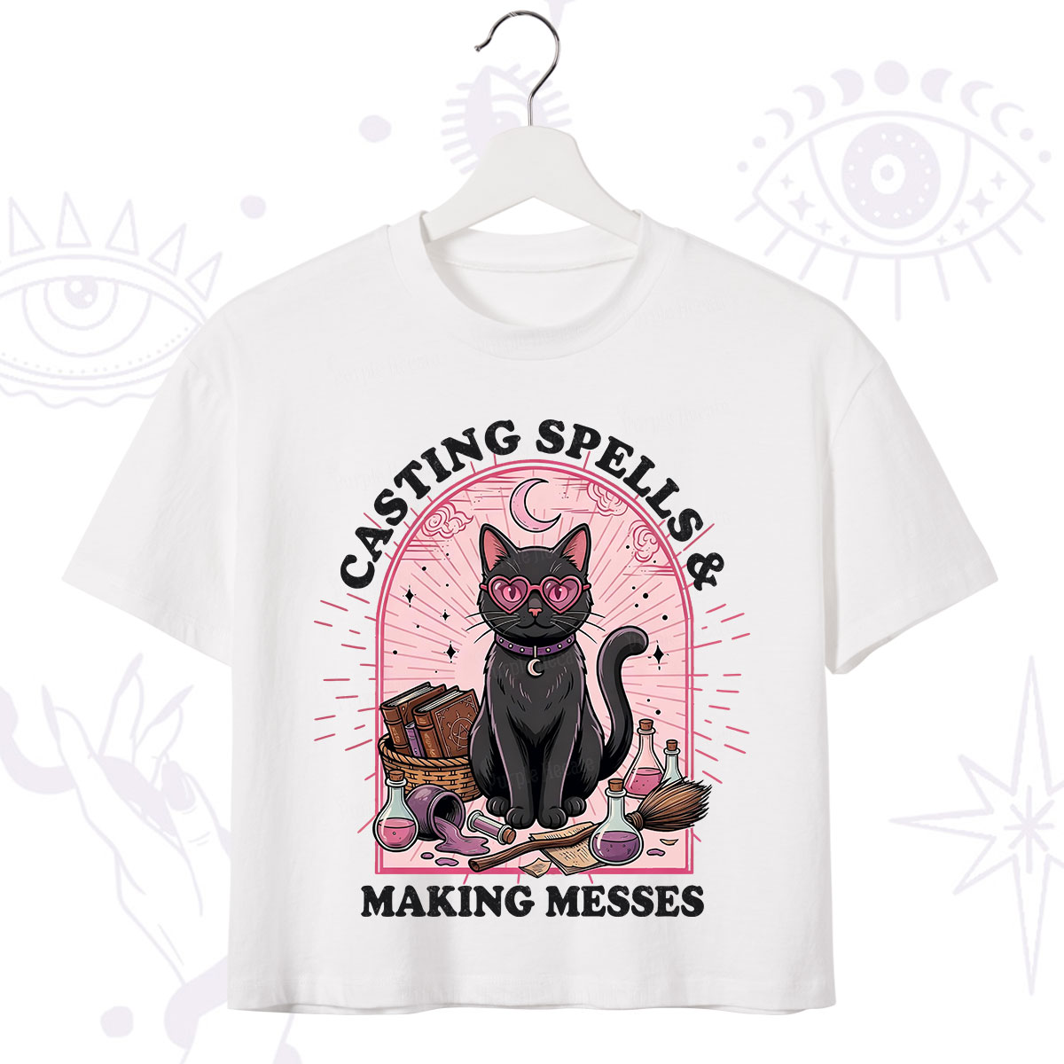 Purplehecate Casting Spells Making Messes Cat Crop T-Shirt