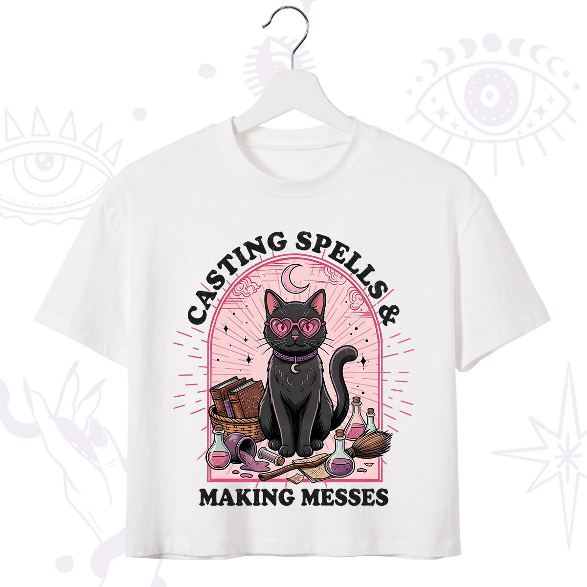 Purplehecate Casting Spells Making Messes Cat Crop T-Shirt