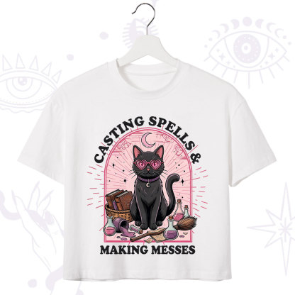 Purplehecate Casting Spells Making Messes Cat Crop T-Shirt