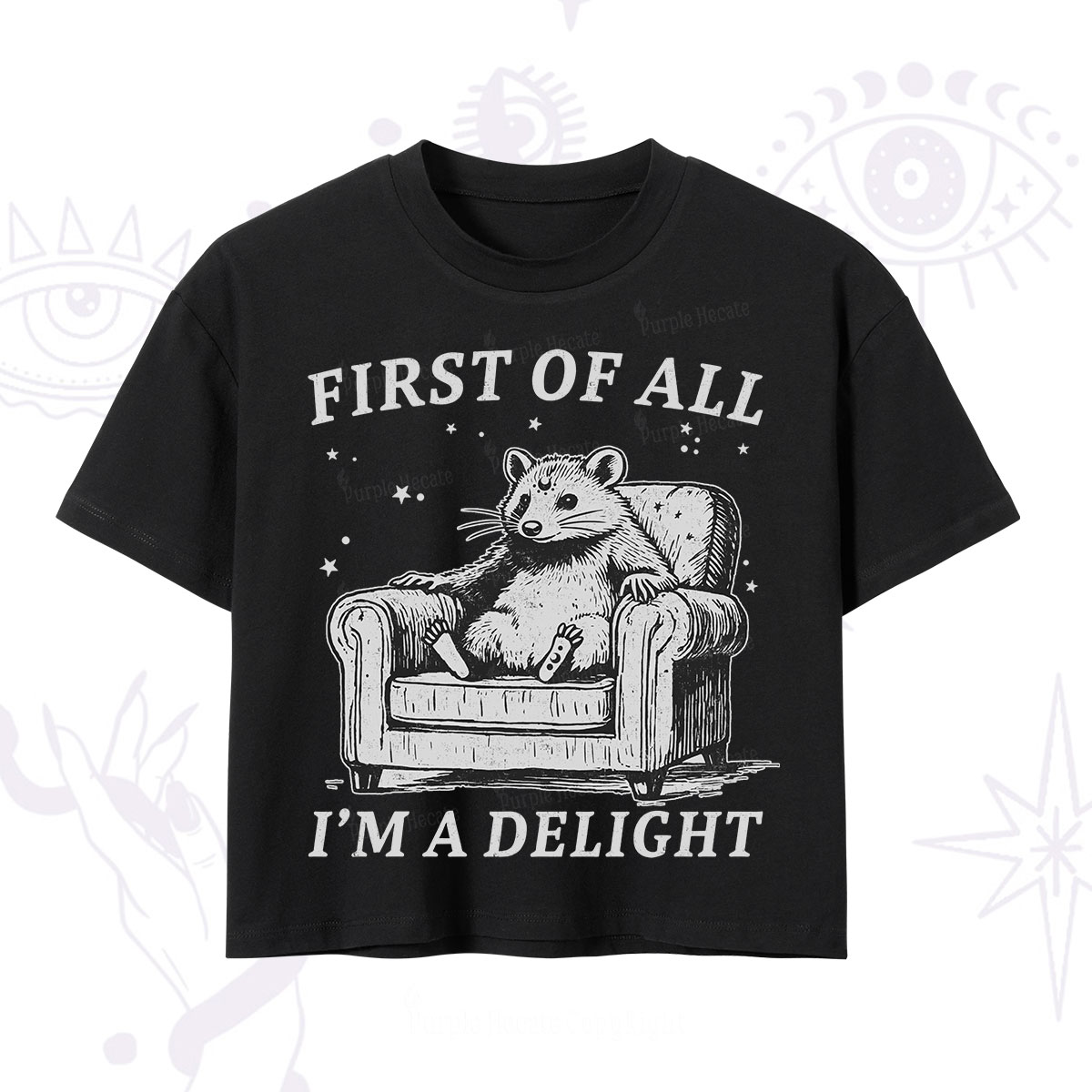 Purplehecate First Of All I'm A Delight Opossum Crop T-Shirt