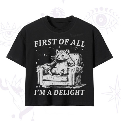 Purplehecate First Of All I'm A Delight Opossum Crop T-Shirt