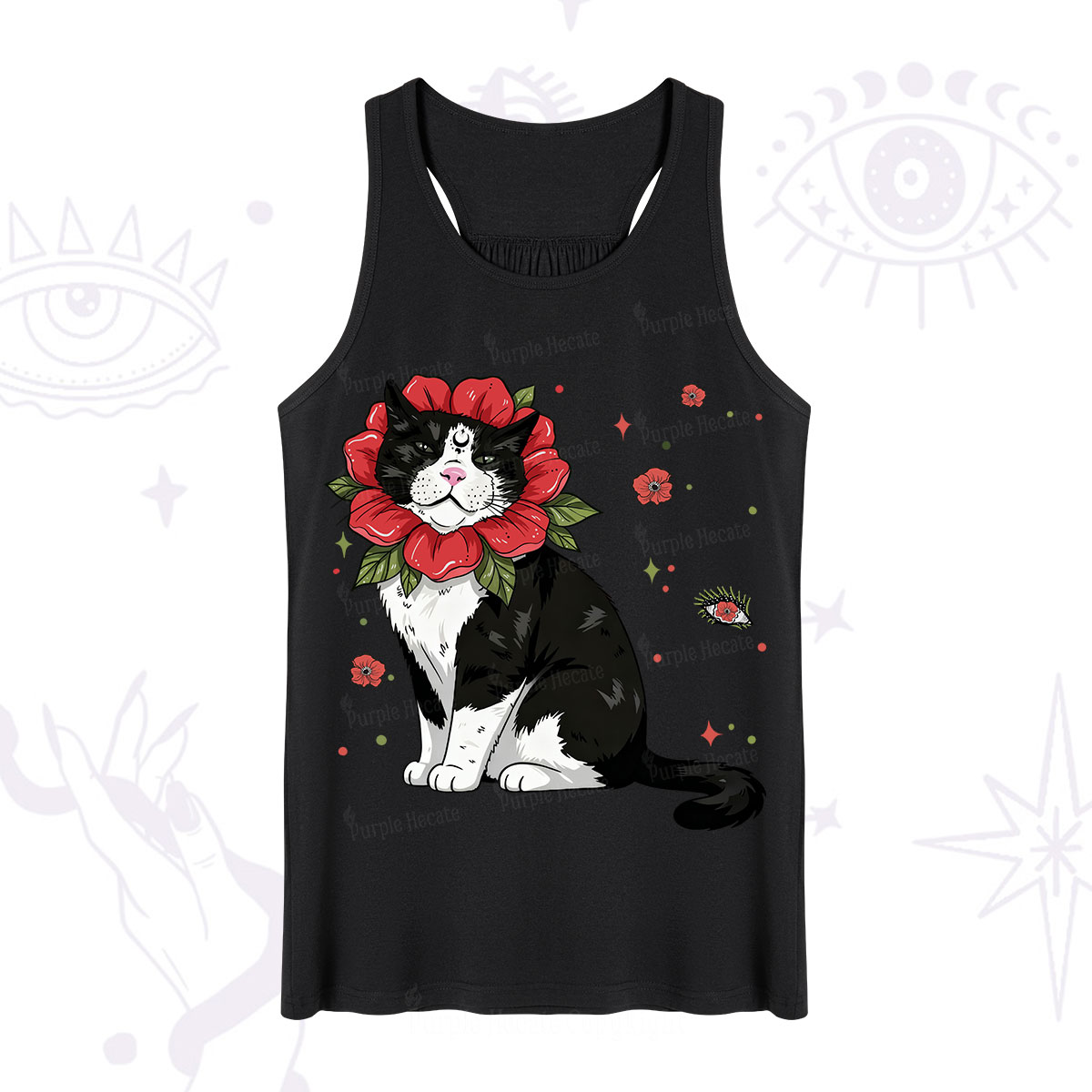 Purplehecate Cat in Flower Crown Tank