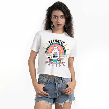 Purplehecate Llama Meditating Crop T-Shirt