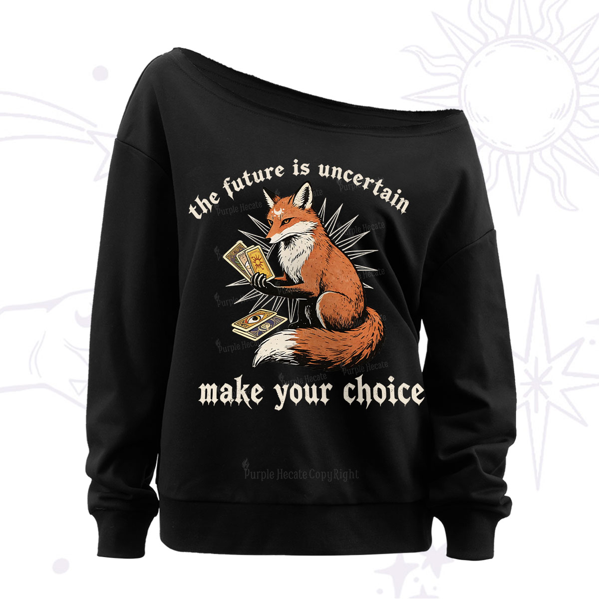 Purplehecate The Future Is Uncertain make Your Choice Off The Shoulder Sweatshirt