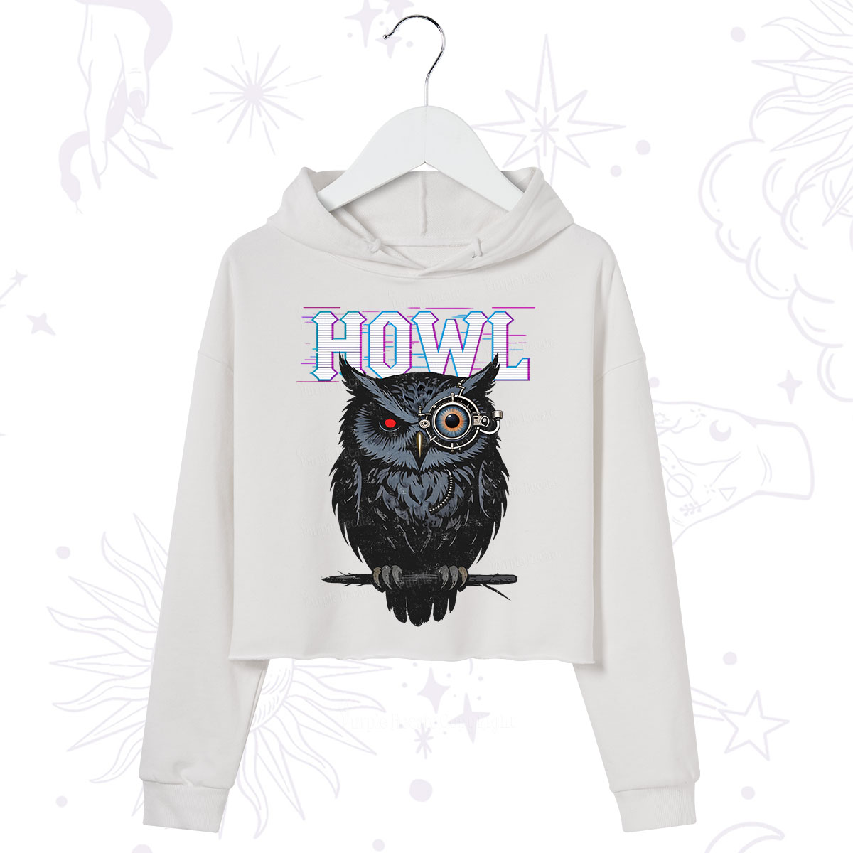 Purplehecate Howl Owl Crop Hoodie