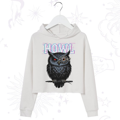 Purplehecate Howl Owl Crop Hoodie