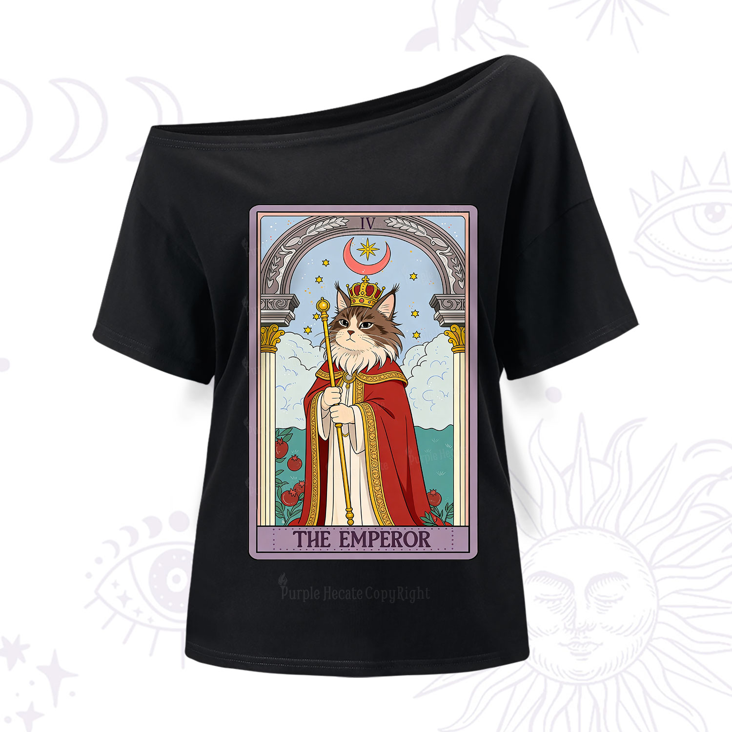 Purplehecate The Emperor Cat Tarot One Shoulder T-Shirt