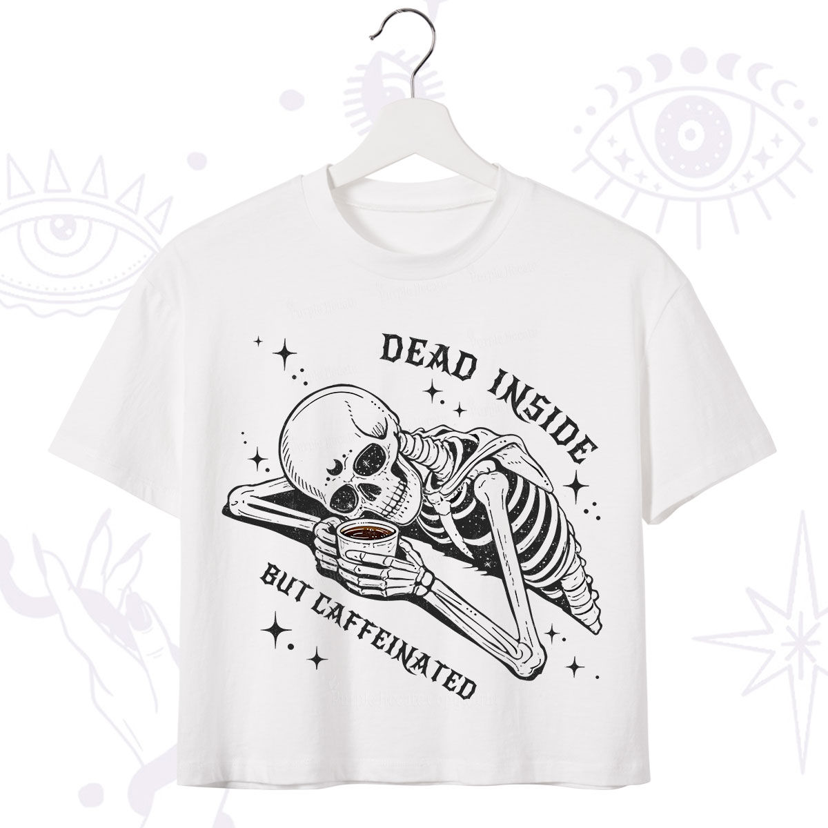 Purplehecate Dead Inside But Caffeinated Crop T-Shirt