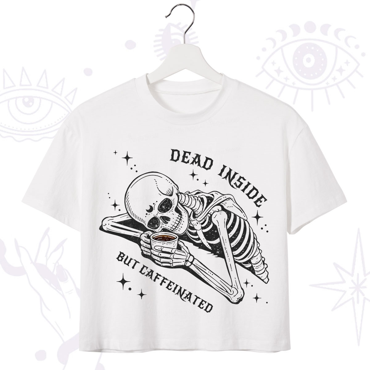 Purplehecate Dead Inside But Caffeinated Crop T-Shirt