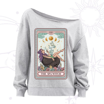 Purplehecate The Spa Witch Tarot Card Off The Shoulder Sweatshirt
