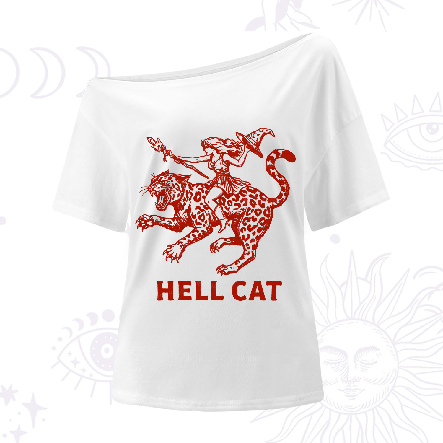 Purplehecate Hex Girl Hell Cat One Shoulder T-Shirt