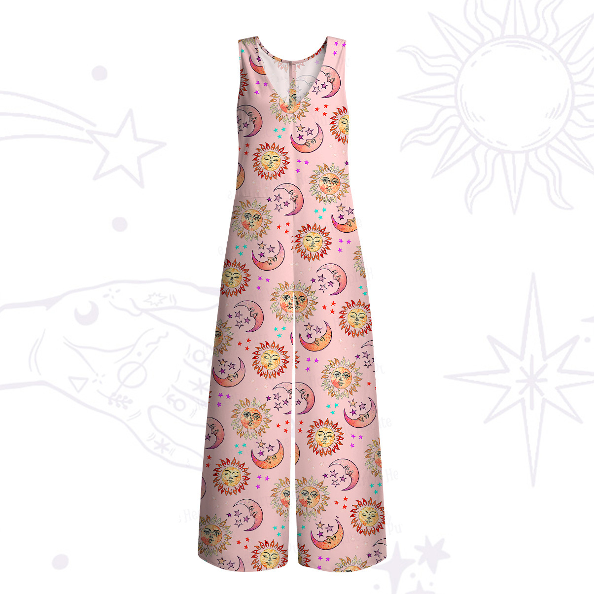 Purplehecate Dancing Suns and Lunar Dreams Wide Leg Jumpsuit