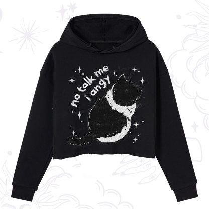 Purplehecate No Talk Me Im Angy Cat Crop Hoodie
