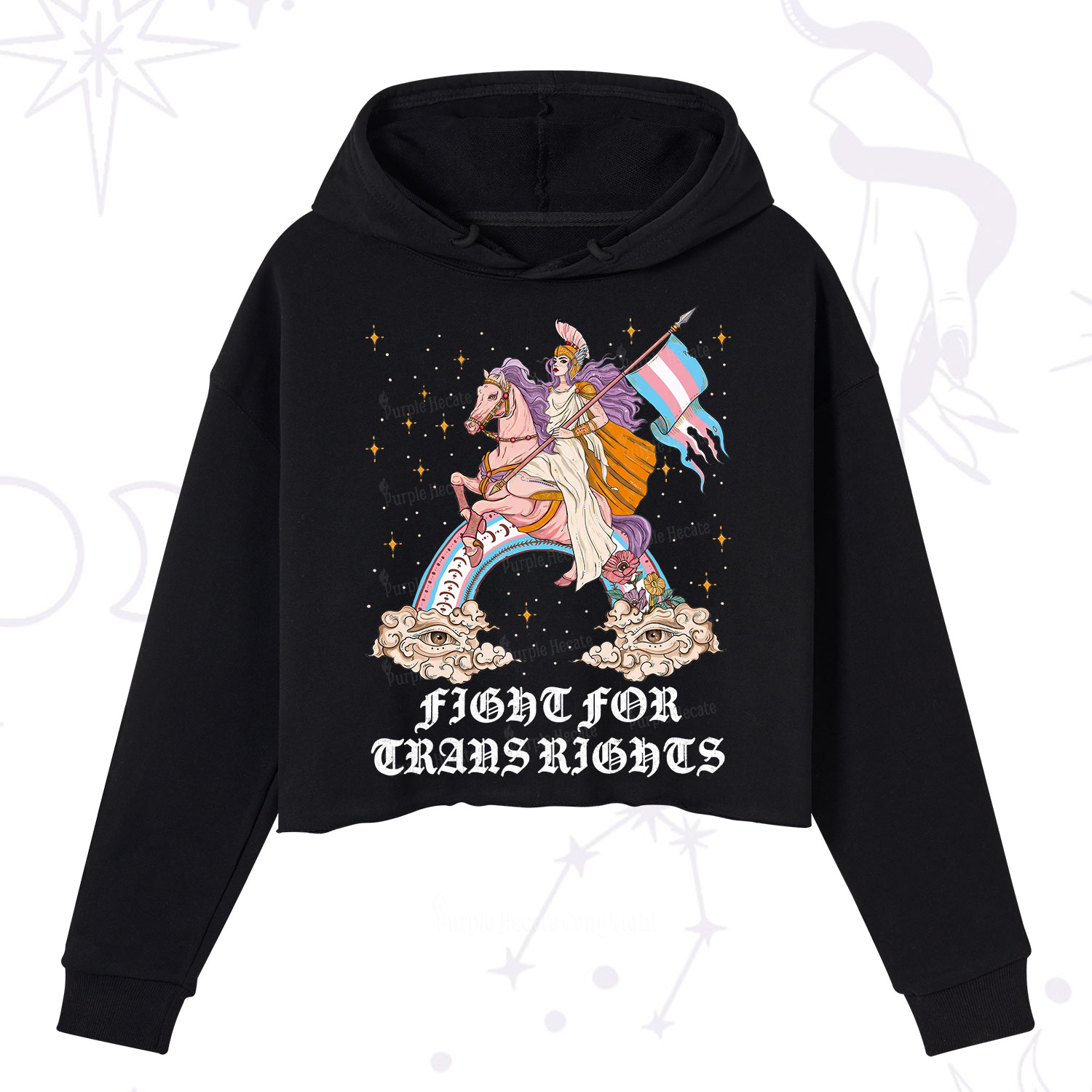 Purplehecate Fight for Trans Rights Knight Crop Hoodie