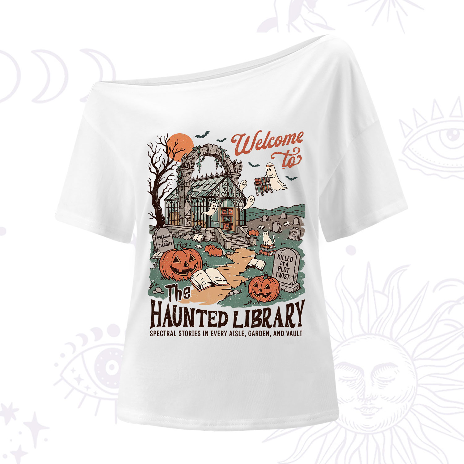 Purplehecate Welcome to the Haunted Library One Shoulder T-Shirt
