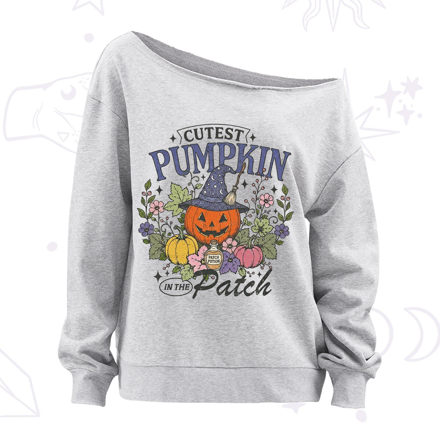 Purplehecate Cutest Pumpkin in the Patch Halloween Off The Shoulder Sweatshirt