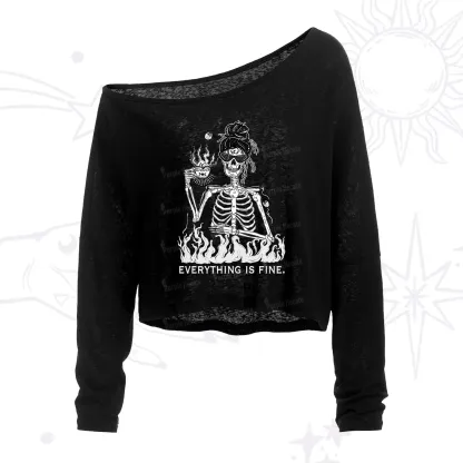 Purplehecate Everything Is Fine One Shoulder Crop Shirt