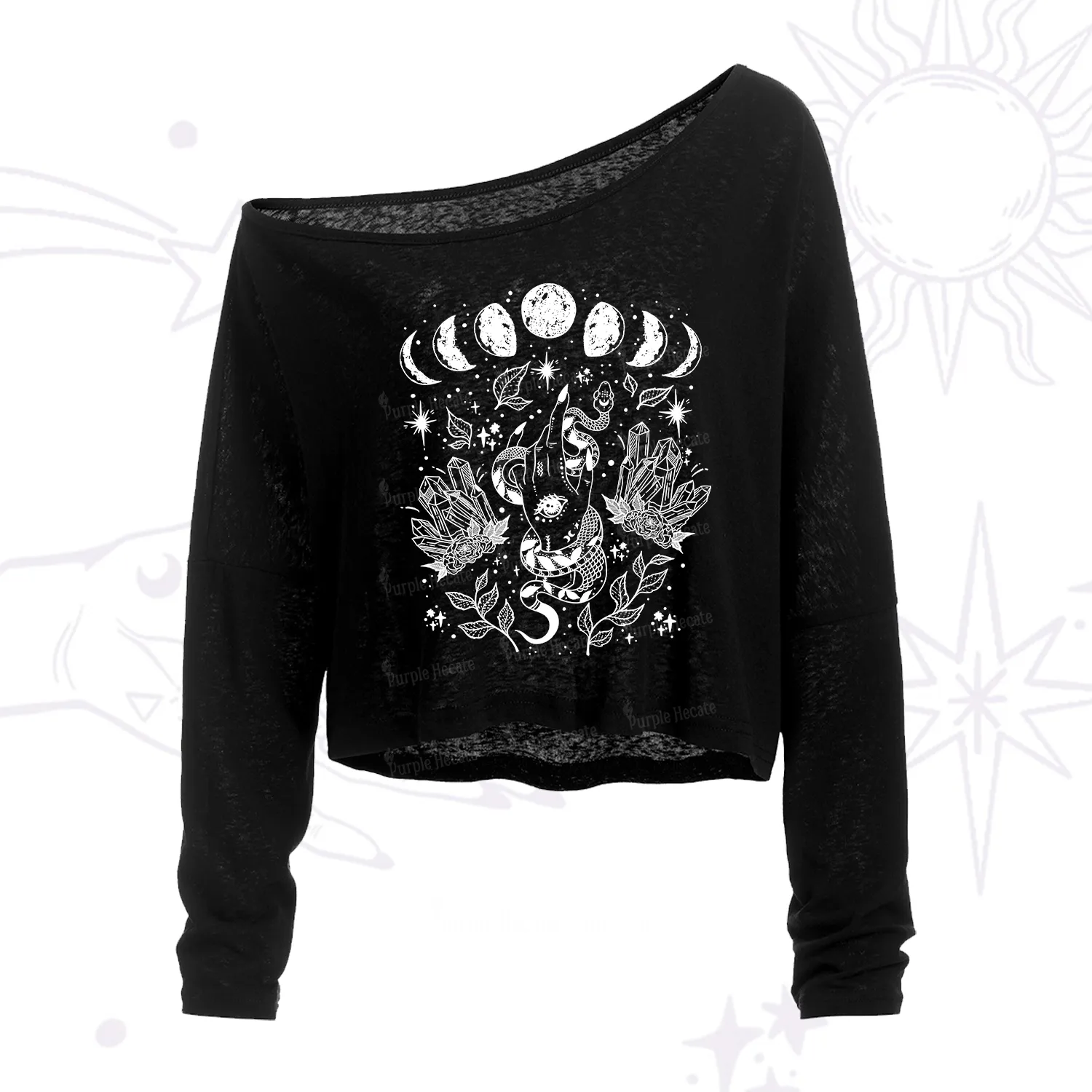 Purplehecate Reach For The Moon One Shoulder Crop Shirt