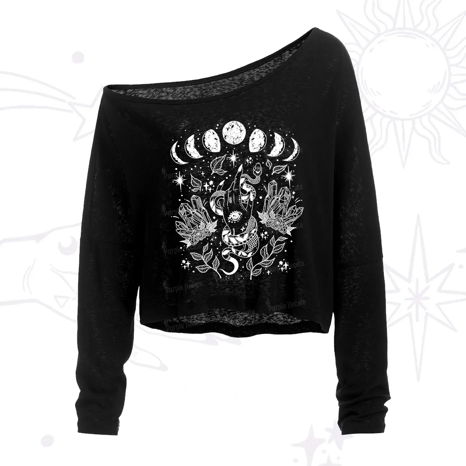 Purplehecate Reach For The Moon One Shoulder Crop Shirt