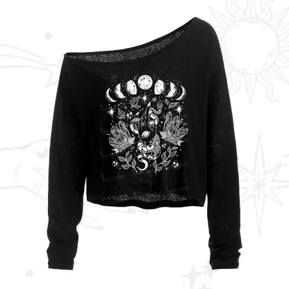 Purplehecate Reach For The Moon One Shoulder Crop Shirt