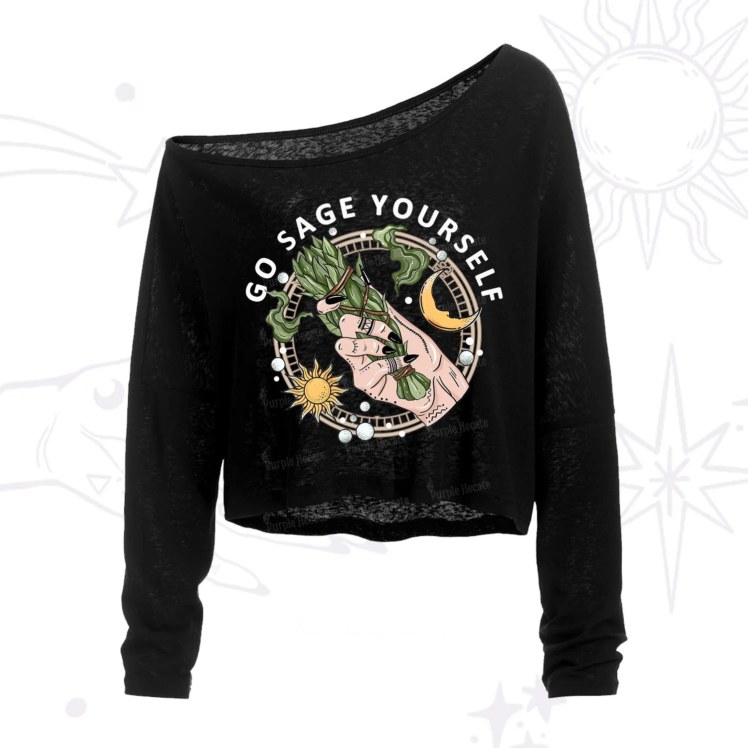 Purplehecate Go Sage Yourself One Shoulder Crop Shirt